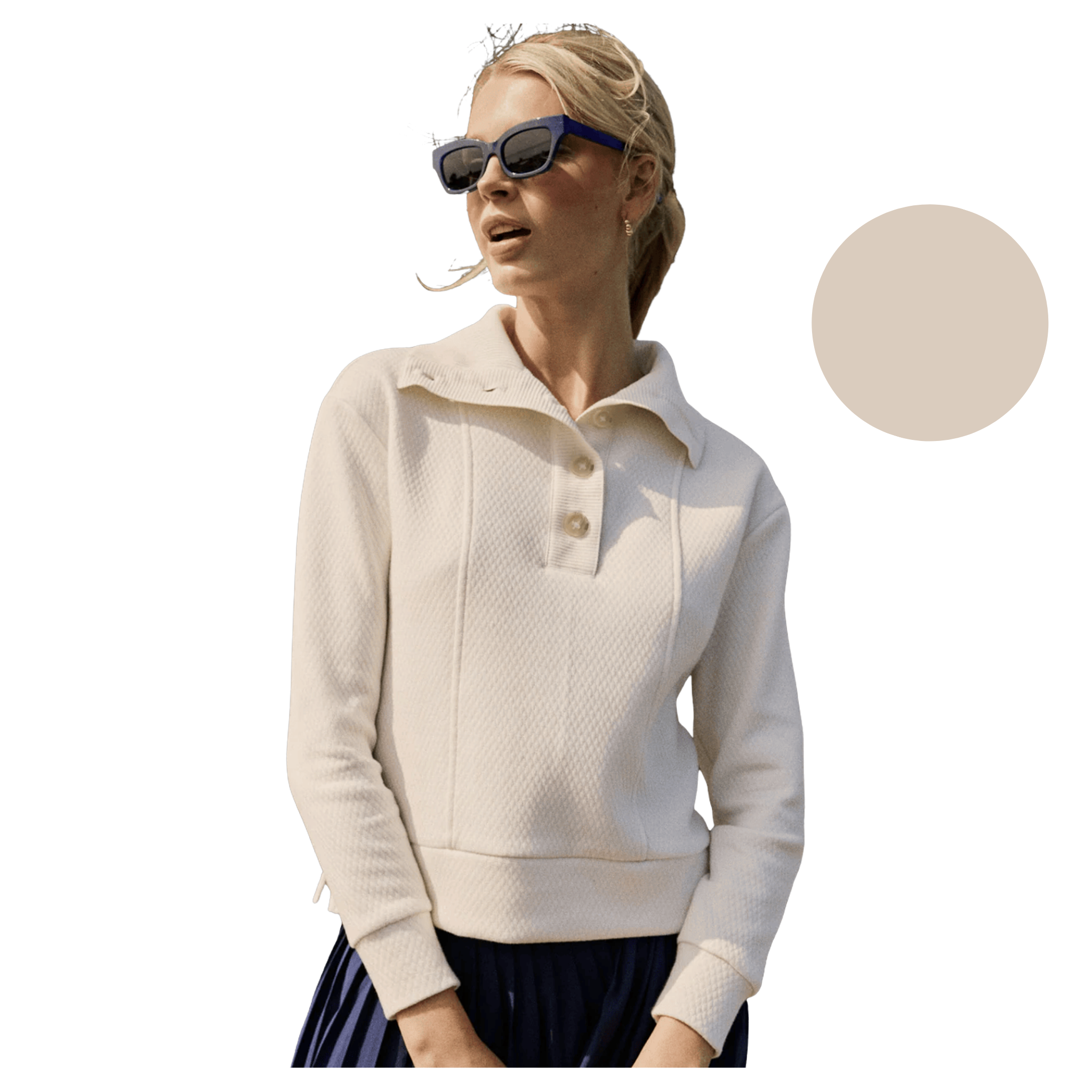 Tonya Button Mock Pullover